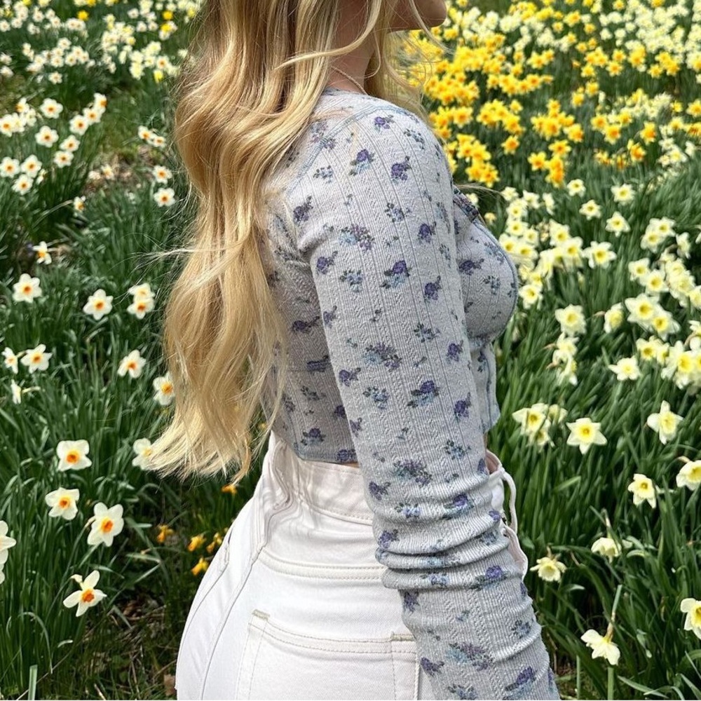 FOR LOVE & LEMONS Printed Pointelle Top - Picture 3 of 10